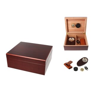 Germanus Humidor Set rotbraun 26x22,5x10,8cm